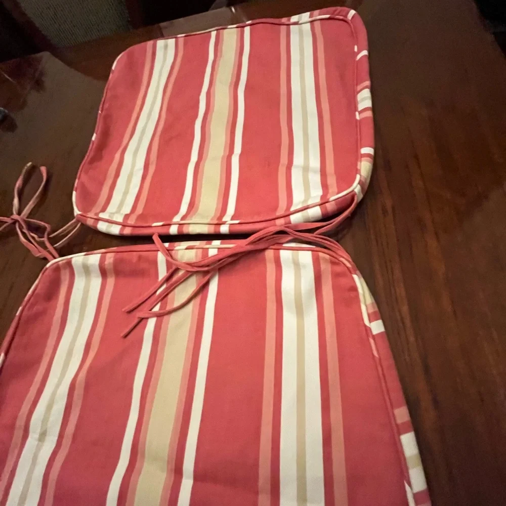 Pottery Barn Pink and Cream Striped chairs / cover (2)